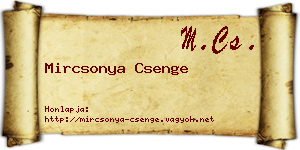Mircsonya Csenge névjegykártya